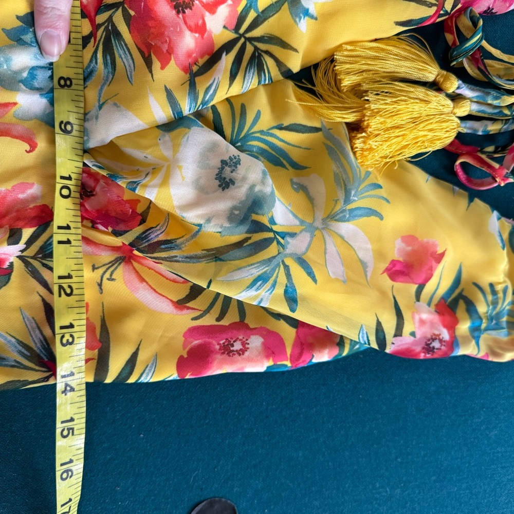 Lulu's Tropic Wonder Yellow Floral Midi Dress Womens Size Large - Picture 14 of 16